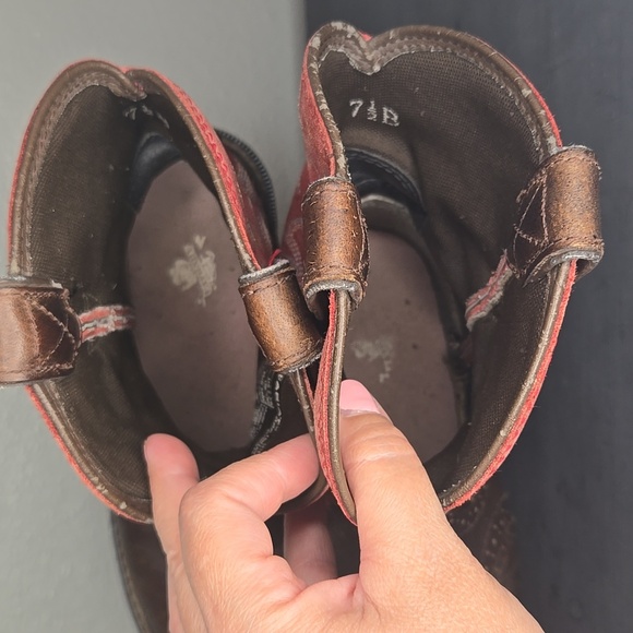 Ariat Fatbaby Red Pull On Cowboy Boots Size 7.5 - Picture 7 of 11